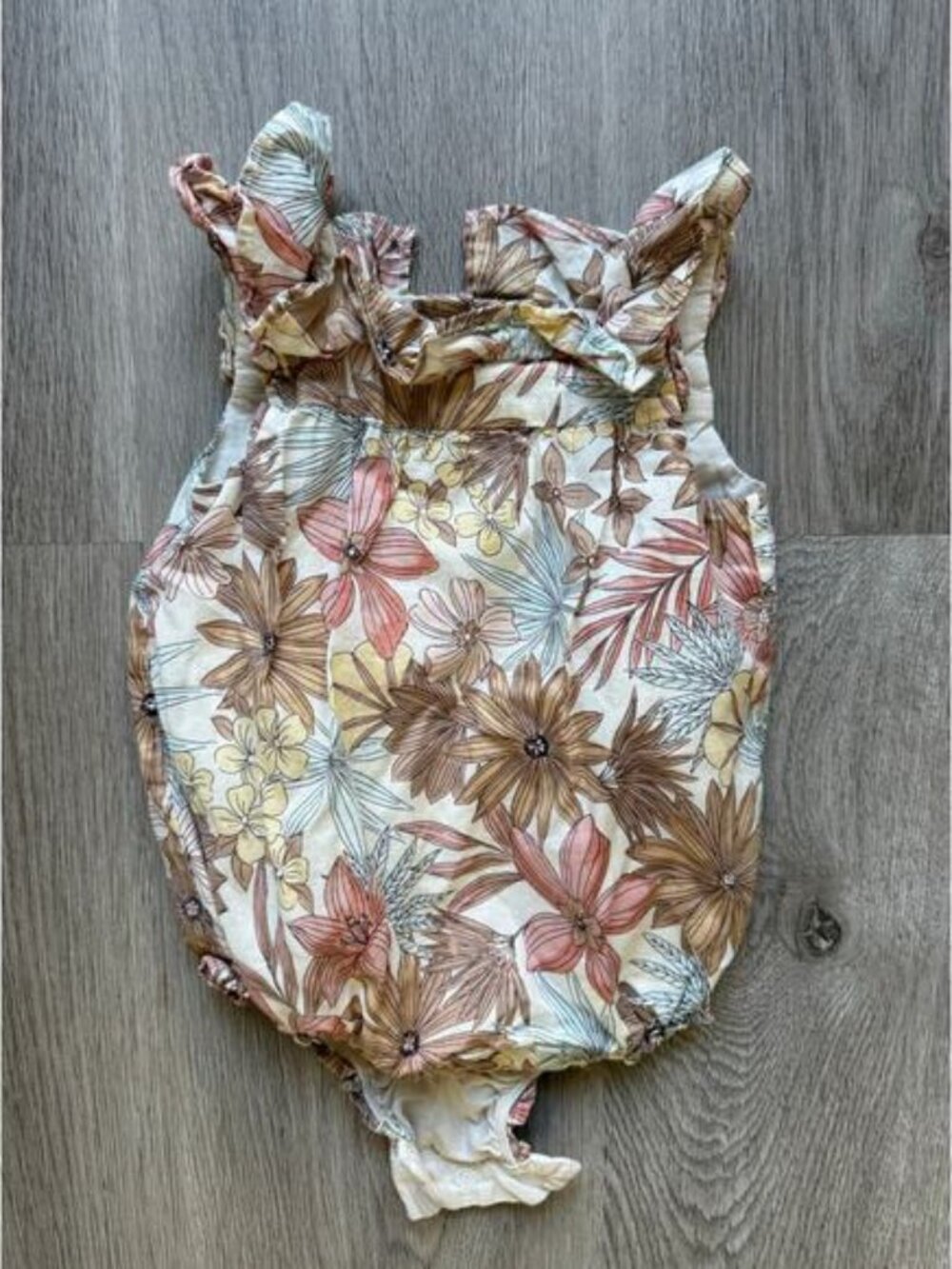 Janie and Jack Baby Cream Floral Ruffle Romper, 3-6 Months